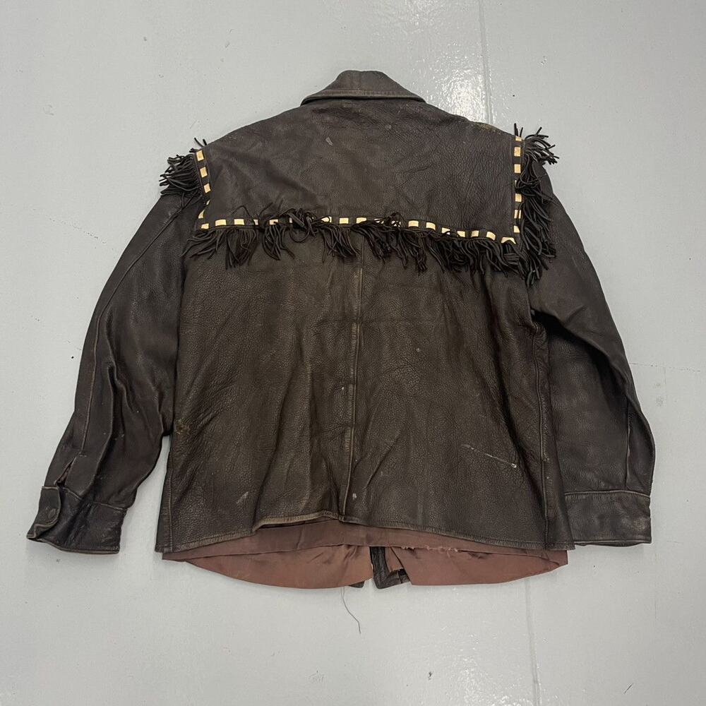 Vintage 60s Brown Western Cowboy Tassel Jacket - Picture 4 of 5